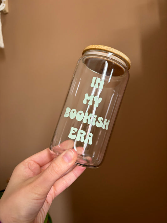 In my Bookish Era Glass cup